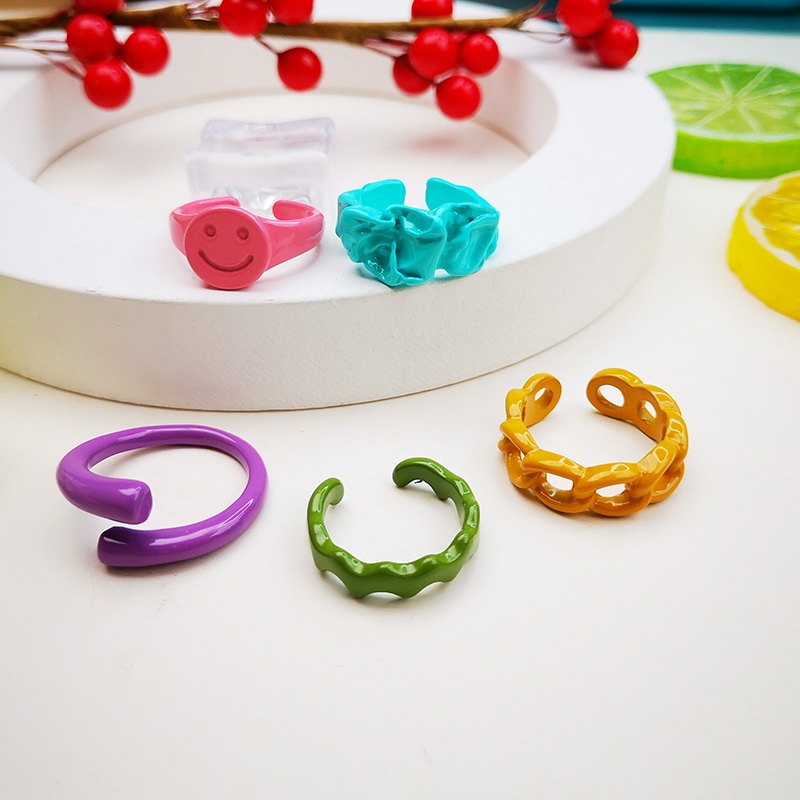 Nhẫn hở thiết kế hình học nhiều màu thời trang cho bạn nữ