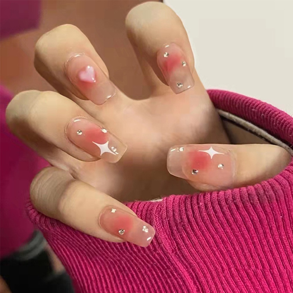 YADORNOS Set 24 móng tay giả YADORNOS màu sắc ngọt ngào trang trí dễ thương