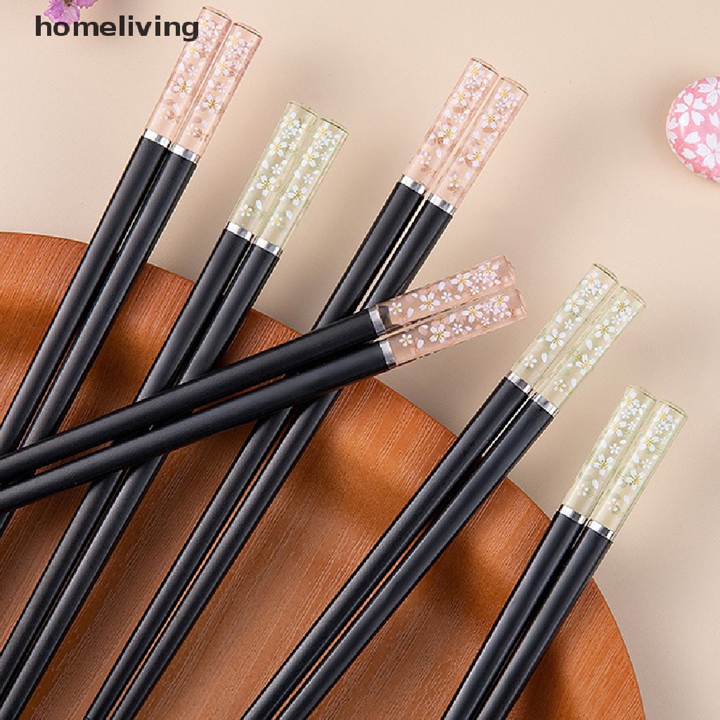 homeliving Amber Cherry Blossom Alloy Chopsticks Chinese Chopsticks Reusable Tableware .