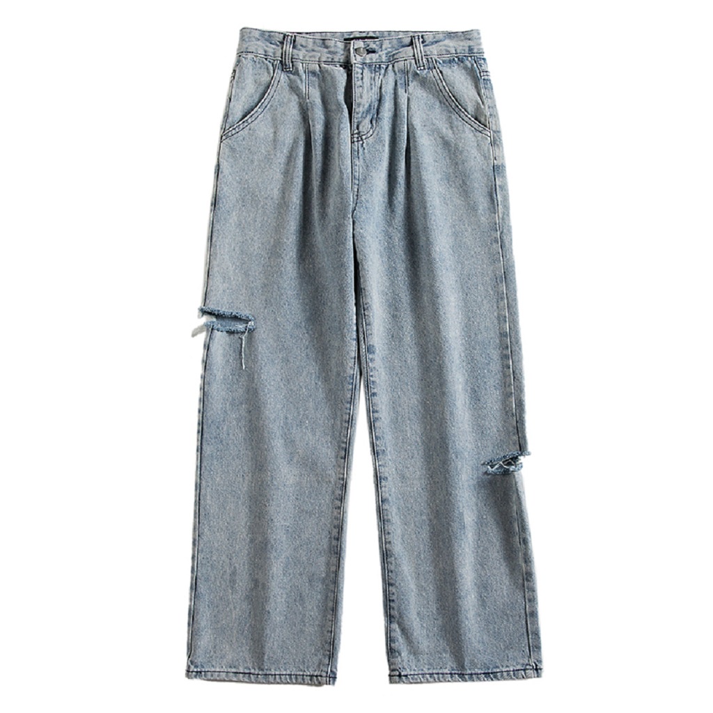 Quần jean ống rộng rách Anyoung phong cách unisex hàn quốc QD15