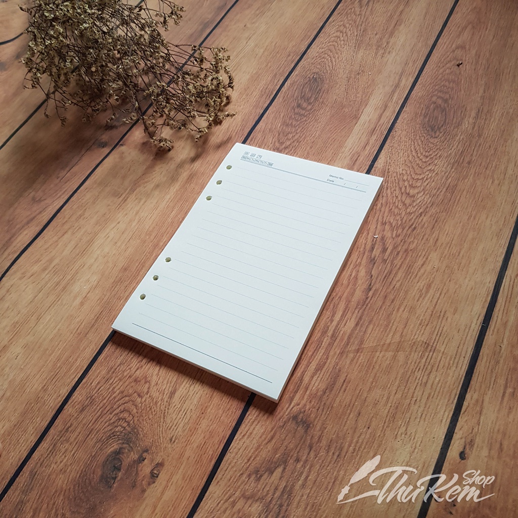 Ruột sổ còng 6 lỗ dòng kẻ ngang khổ A5, giấy dày định lượng 100gsm