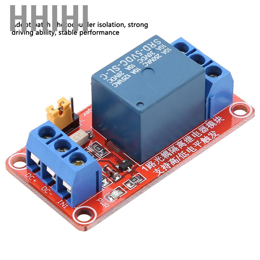 Hhihi 1 Channel Optocoupler Relay Module Board High & Low Trigger 5V/12V/24V 