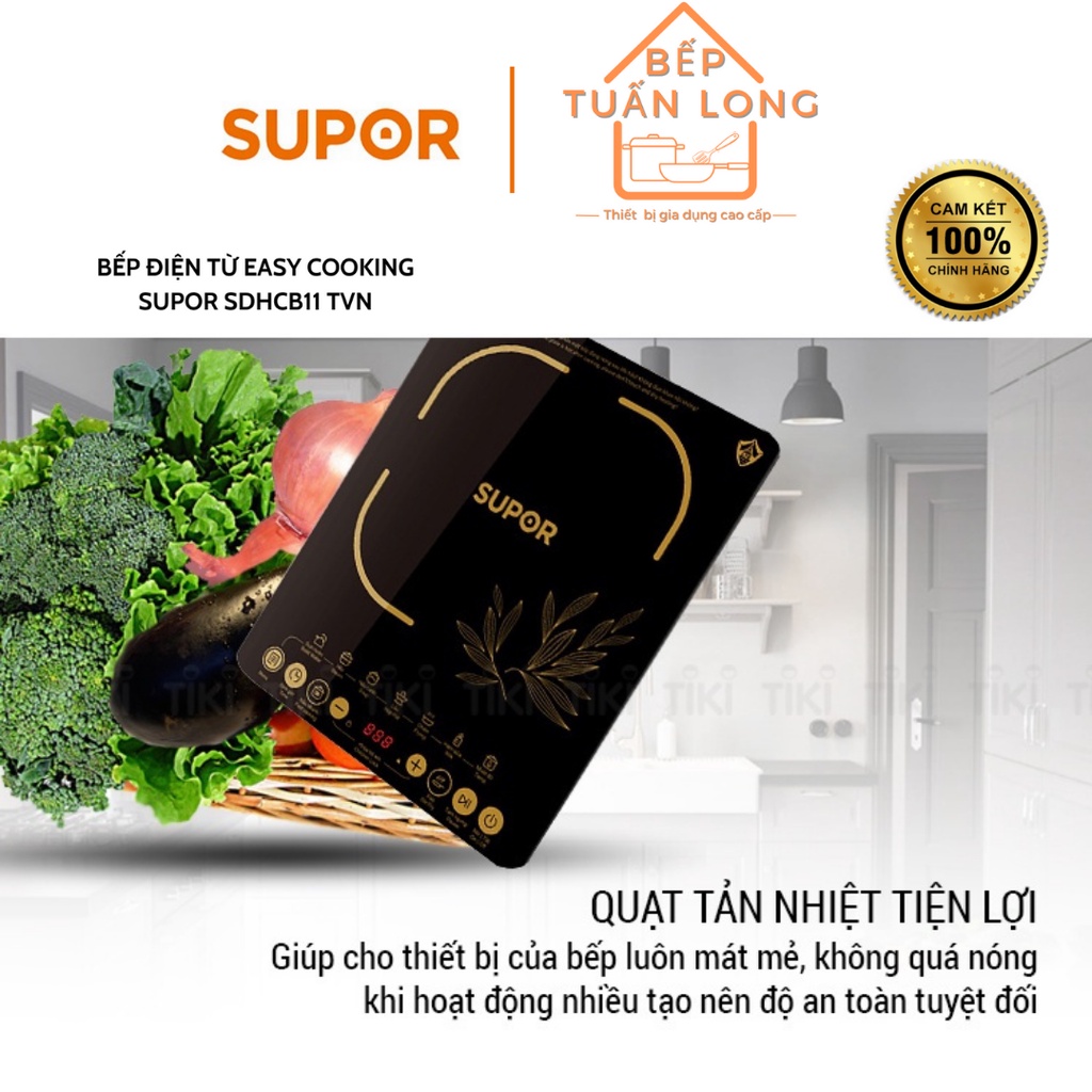 Bếp Từ Đơn Cảm Ứng SUPOR SDHCB11TVN Mặt Kính Chịu Lực 2100w, Hàng Chính Hãng Bảo Hành 1 Năm, 09 Chức Năng Nấu
