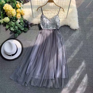 🎀(Có ảnh thật) Đầm 2 dây voan lấp lánh 🎀