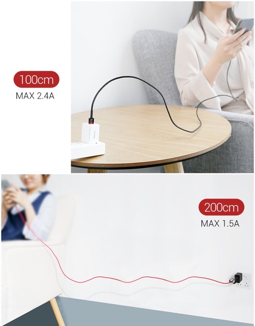 Cáp dù Baseus Usb to Lighting bọc dù siêu bền sạc nhanh Chống gãy đứt 1 Mét 2 Mét - MãCafule