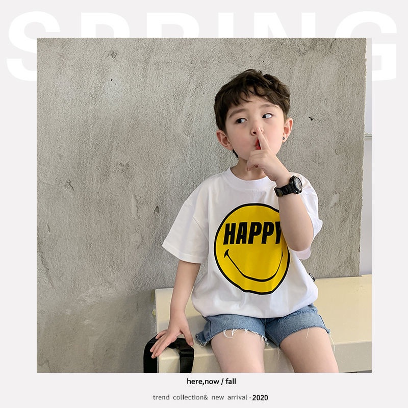 Áo thun cotton ngắn tay thời trang mùa hè cho bé trai