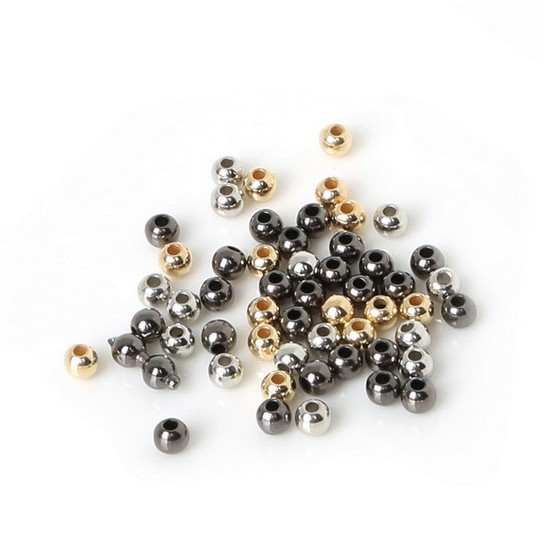 Chuỗi hạt tròn mạ vàng/bạc/đen/xám kích thước 4/6/8/10/12mm dùng làm trang sức thủ công