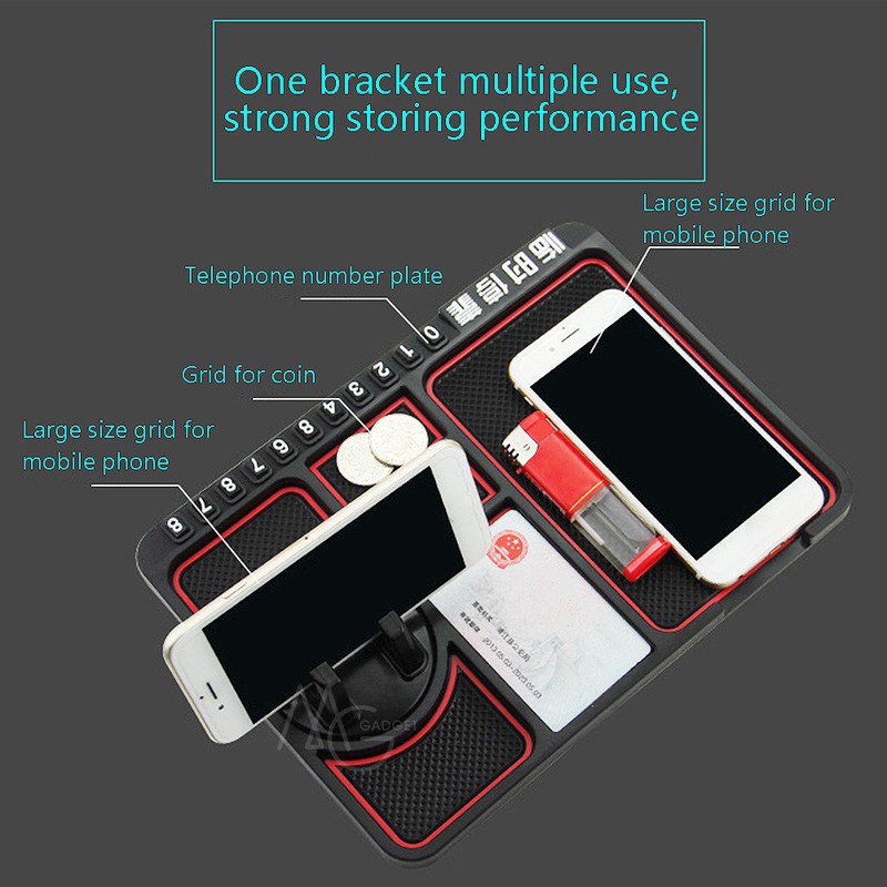 Tấm lót bảng điều khiển xe hơi chống trượt có giá đỡ điện thoại di động bảng đỗ xe số điện thoại đa dụng
