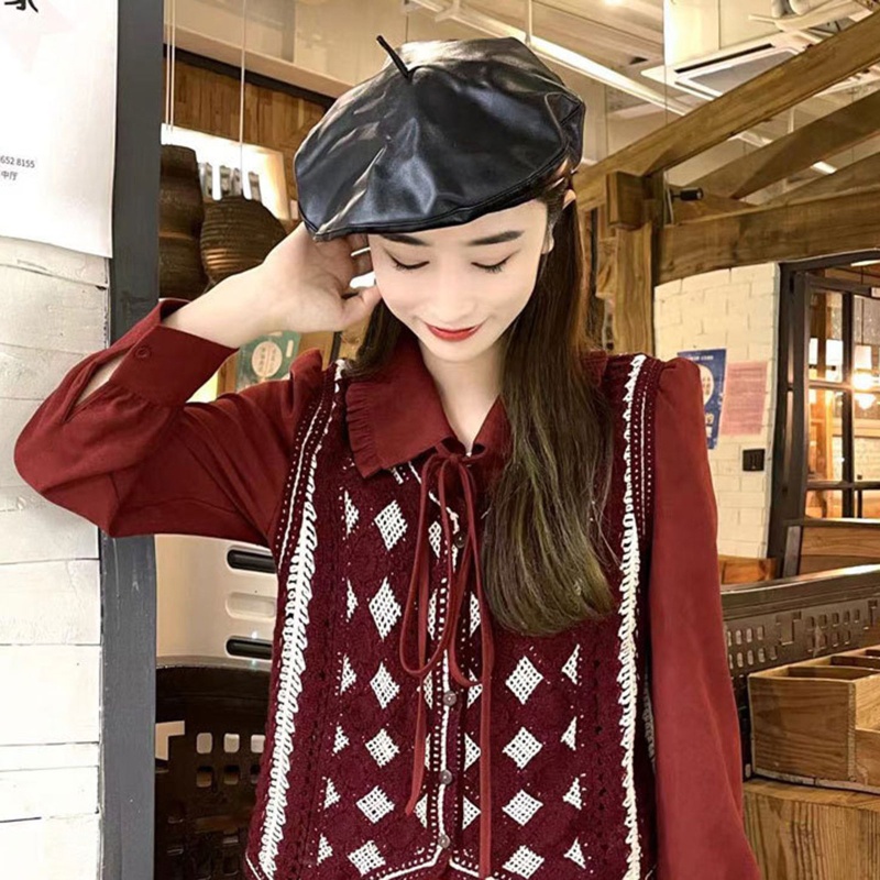 Áo Dệt Kim Sát Nách Cài Khuy In Họa Tiết Caro Trẻ Trung Cho Bạn Gái