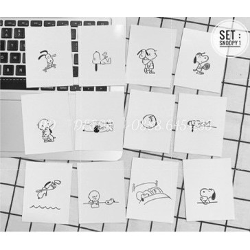 [ FreeShip ] Set 12 tấm postcard Snoopy cute decor phòng hàng có sẵn xinh xỉu