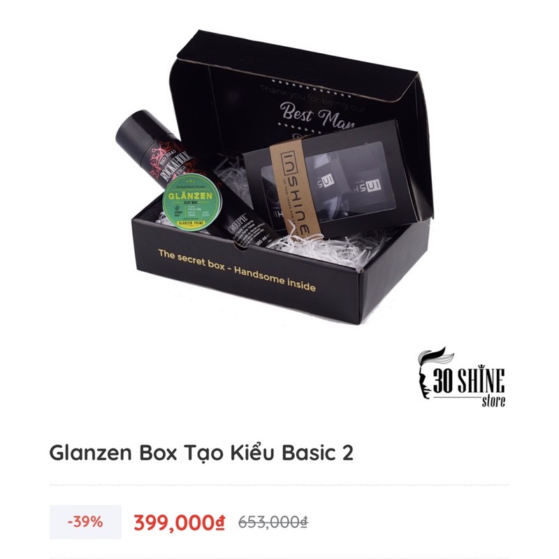 Sáp Glanzen + Gôm Tigi Tặng Bộ tất Cao cấp 30 Shine