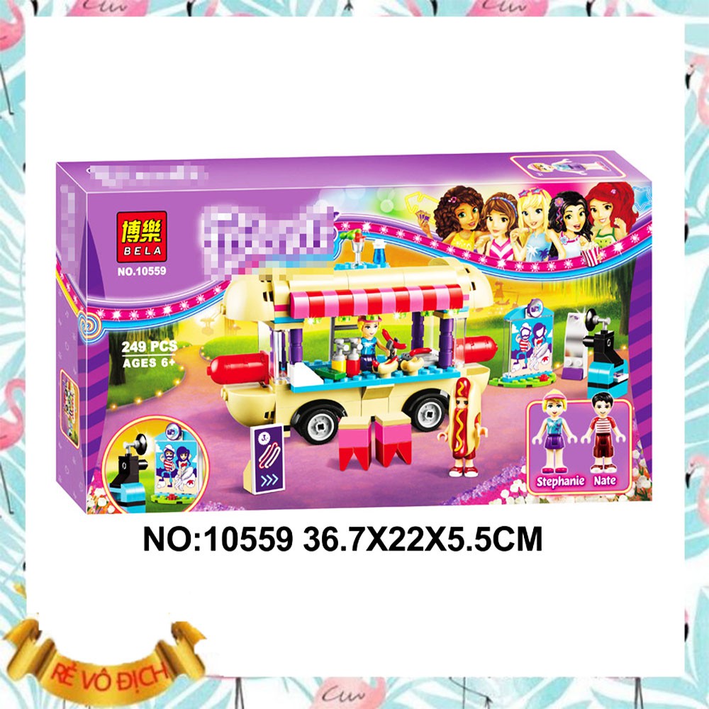 [ XẢ KHO LEGO ] ⚡ SIÊU GIẢM GIÁ ⚡Lego Xếp Hình Xe Đẩy Hotdogs BELA friend 10559 gồm 249pcs lego bé gái cực đẹp