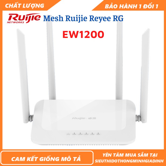 Bộ Phát WiFi Mesh Ruijie Reyee RG - EW1200 2 Mở Rộng Sóng Hàng 100M , Băng Tần, Hỗ Trợ Mesh Chính Hãng [Bảo hành 3 Năm]