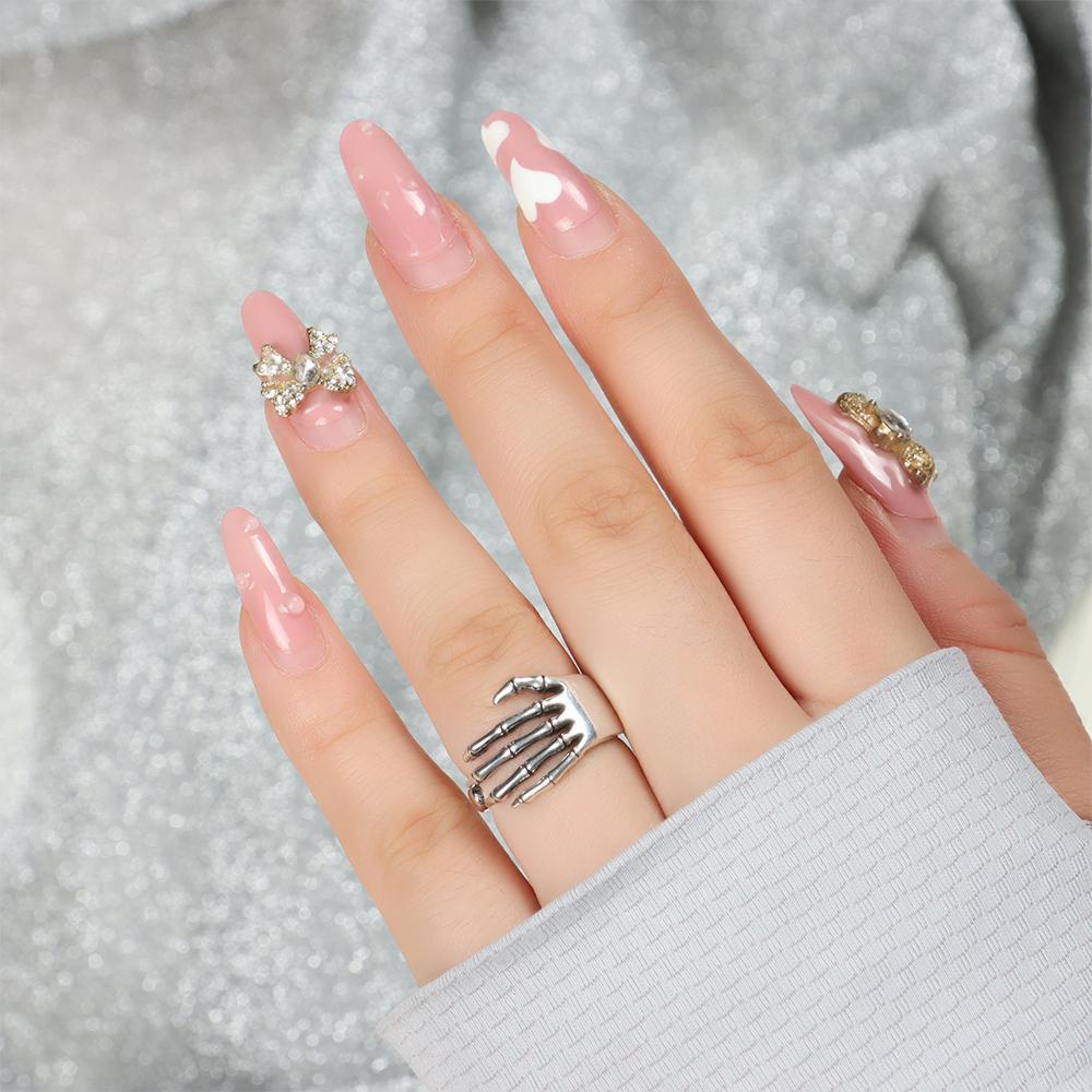 ROSE Nhẫn Hình Xương Bàn Tay Phong Cách Punk Rock Sáng Tạo