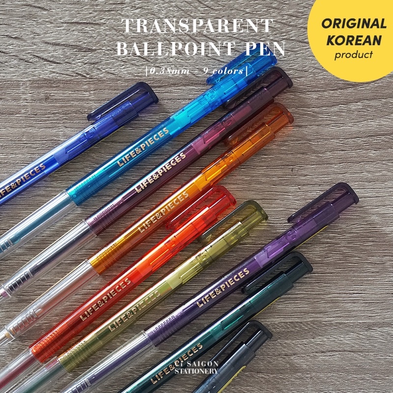Viết bi nhiều màu ngòi 0.38mm - 0.38 Transparent Ballpoint Pen