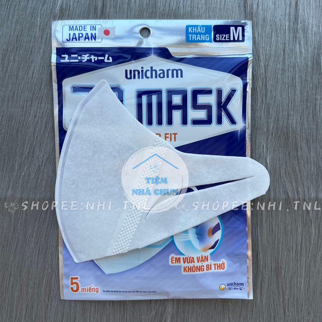🔥 Gói 5 Miếng Khẩu trang Unicharm 3D Mask Super Fit Nhật Bản Ngăn Khói Bụi 🔥