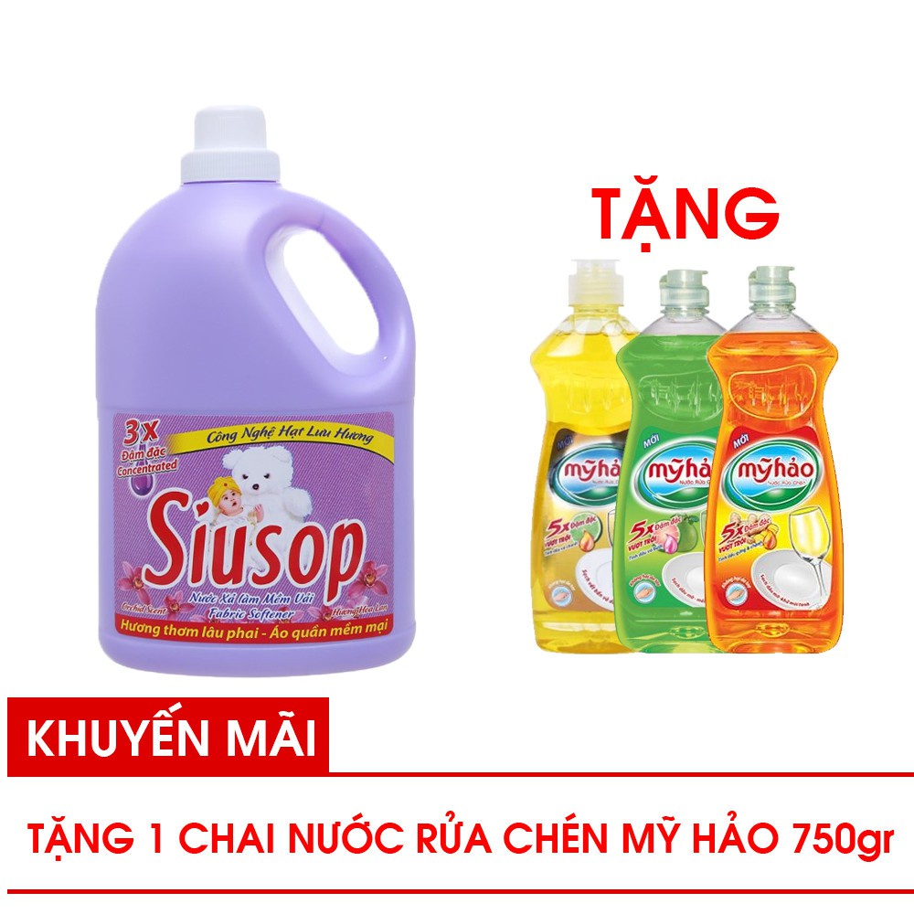 (ĐỦ MÀU) Nước xả vải Siusop Hương Hoa 3,8kg+ Tặng Chai NRC 750gr (Ngẫu Nhiên)