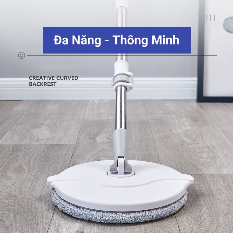 Bộ cây lau nhà thùng vắt xoay tròn tặng kèm 1 bông lau, Bộ lau nhà thông minh MOP  (Tặng 1 bông lau)