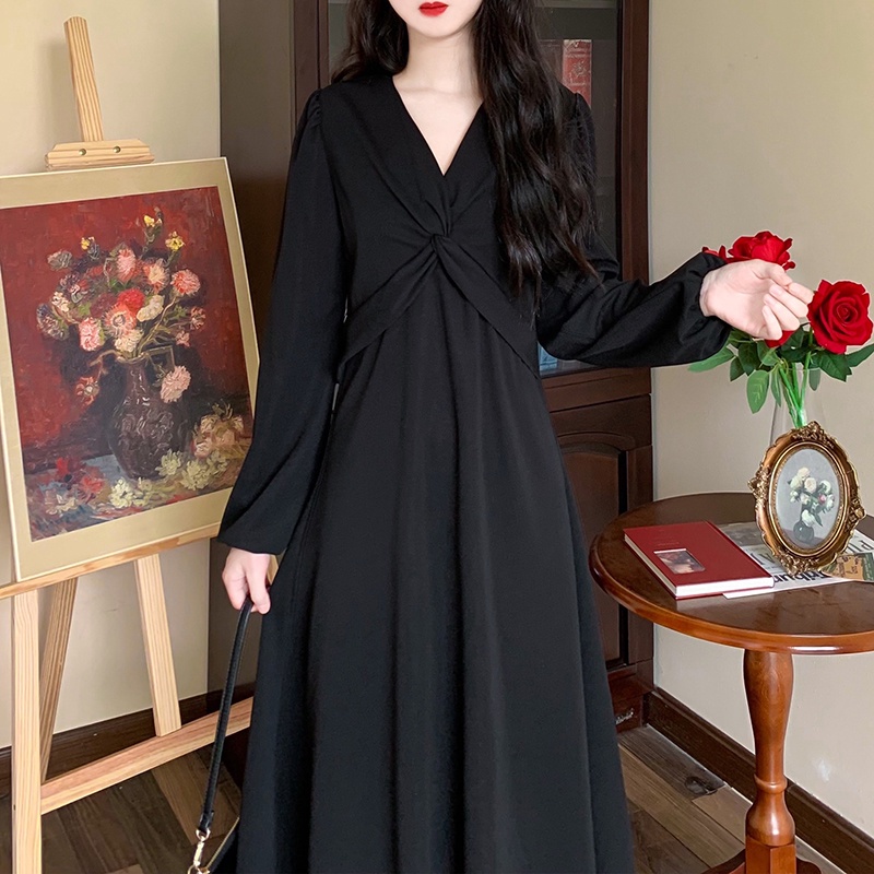 Đầm nữ Perty tay dài thời trang mùa thu phong cách Hàn Quốc