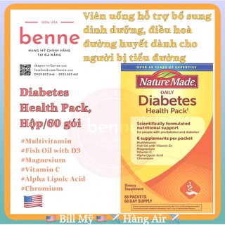 [Bill Mỹ air] Nature Made Diabetes Health Pack của Mỹ, viên uống bổ sung hỗ trợ người bị tiểu đường, Hộp/60 Gói