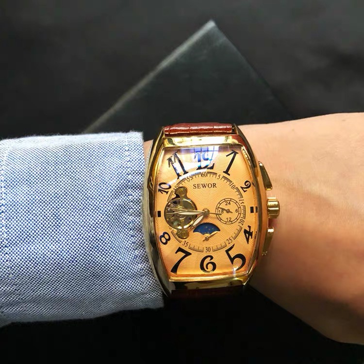 Đồng Hồ Cơ Nam Automatic Chính Hãng SEWOR Dây Da Mặt Vuông Sang Trọng Đẳng Cấp | BigBuy360 - bigbuy360.vn