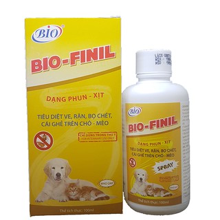 Thuốc xịt trị ghẻ, ve, rận, bọ chét trên chó mèo - Bio Finil 100ml