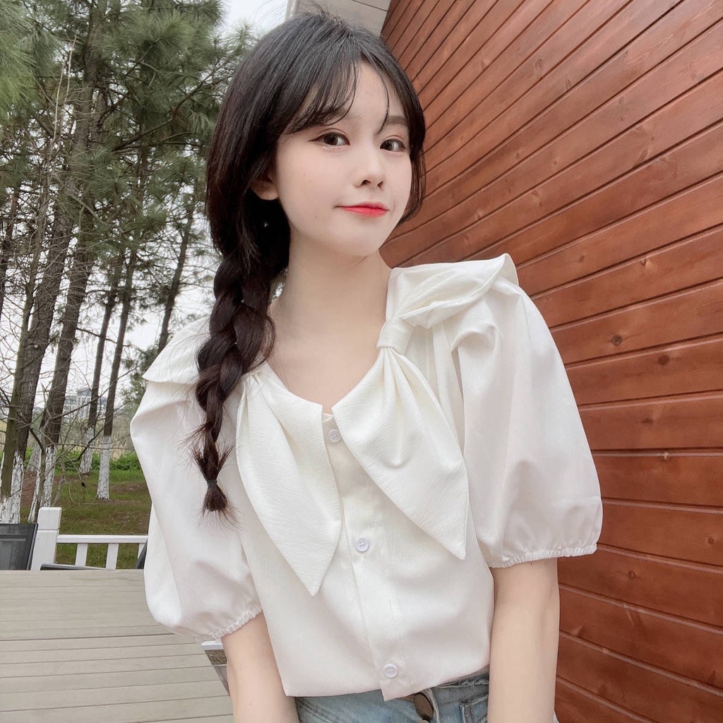 Áo Sơ Mi Tay Ngắn Phồng Thời Trang Mùa Hè Xinh Xắn
