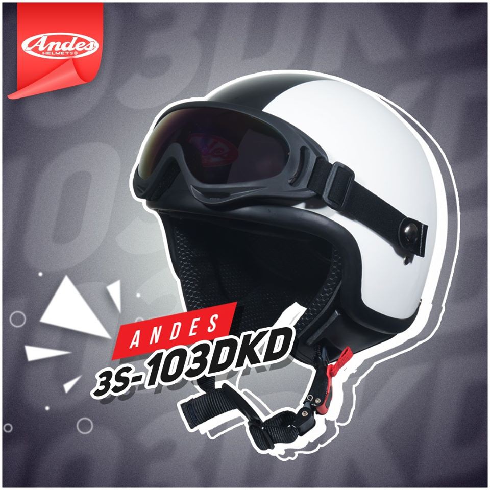 Mũ Bảo Hiểm Andes 3/4 Đầu Kính Đeo 3S103DK-Tem Nhám-W189 #CHÍNH HÃNG
