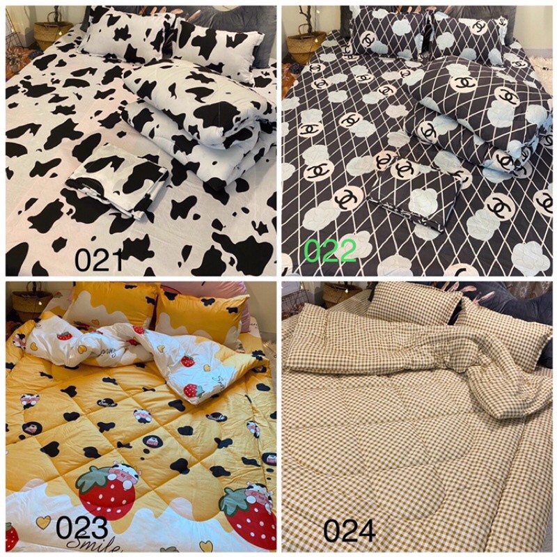 Trọn bộ 5 món ga gối chăn phao Poly Cotton có ruột bông dày loại 1 mẫu mới 2021 ( nhắn chọn mẫu ) | BigBuy360 - bigbuy360.vn