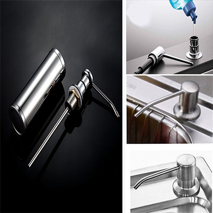 Bình đựng xà bông, bình đựng nước rửa chén gắn bồn rửa bằng inox, tiện lợi
