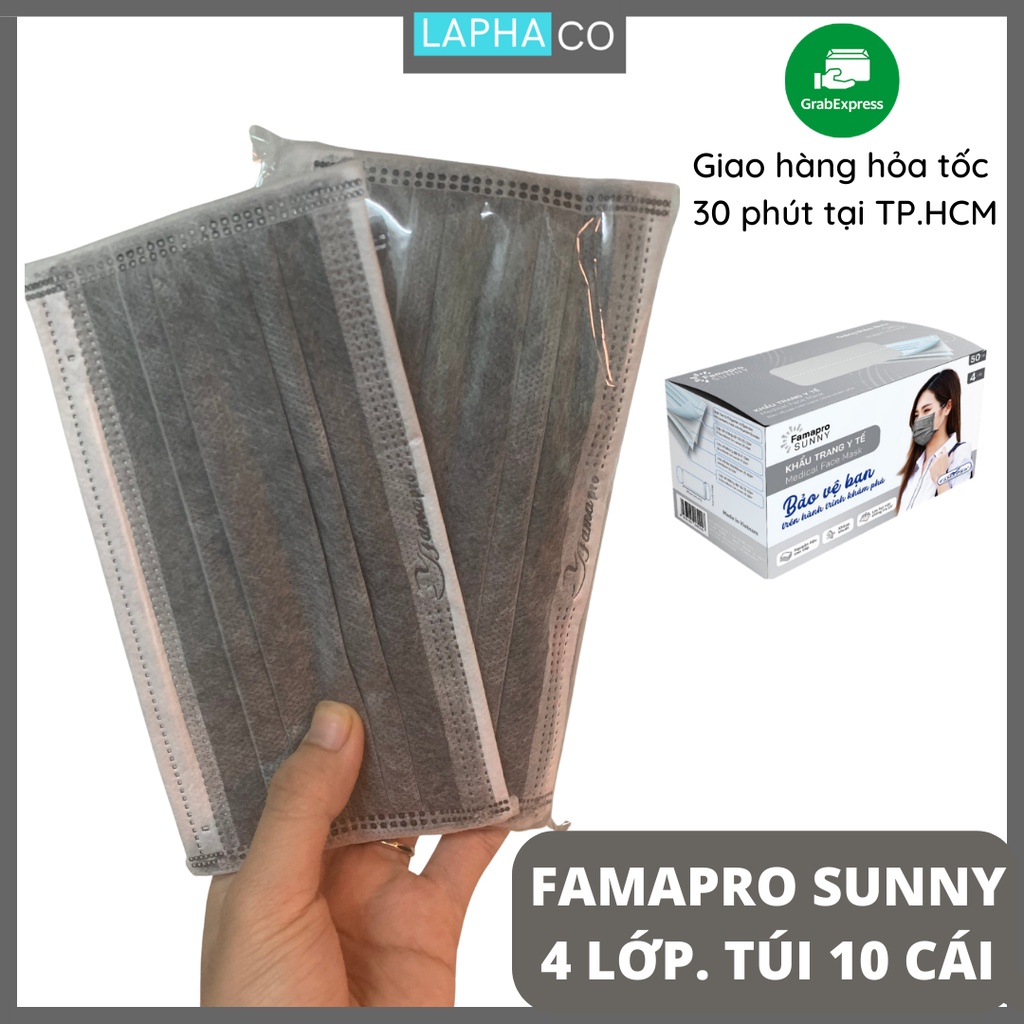 Khẩu trang y tế 4 lớp kháng khuẩn Nam Anh FAMAPRO Túi 10 cái