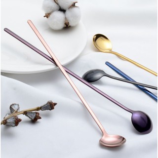Muỗng thìa cafe inox cao cấp 304 nhiều màu loại cán dài 13cm 17cm 24cm