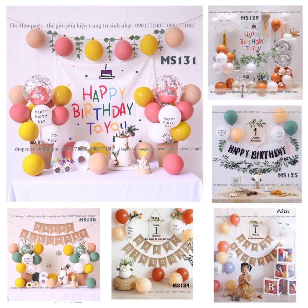 Set sinh nhật hàn quốc 💝FREE SHIP💝 Set bóng trang trí sinh nhật theo phong cách hàn quốc, tone màu pastel chuẩn đẹp