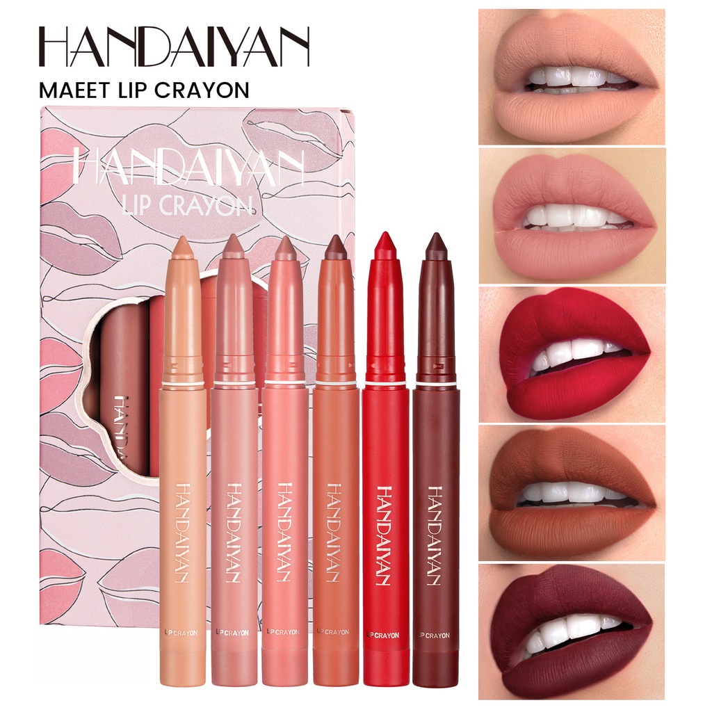 Set 6 Chì Kẻ Viền Môi Lì Màu Không Thấm Nước HANDAIYAN