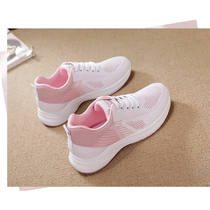 Giày Thể Thao Nữ 👟  GiàyTăng Chiều Cao Hồng Dáng Đẹp- Năng Động nhẹ thoáng êm ôm chân chống trơn s104