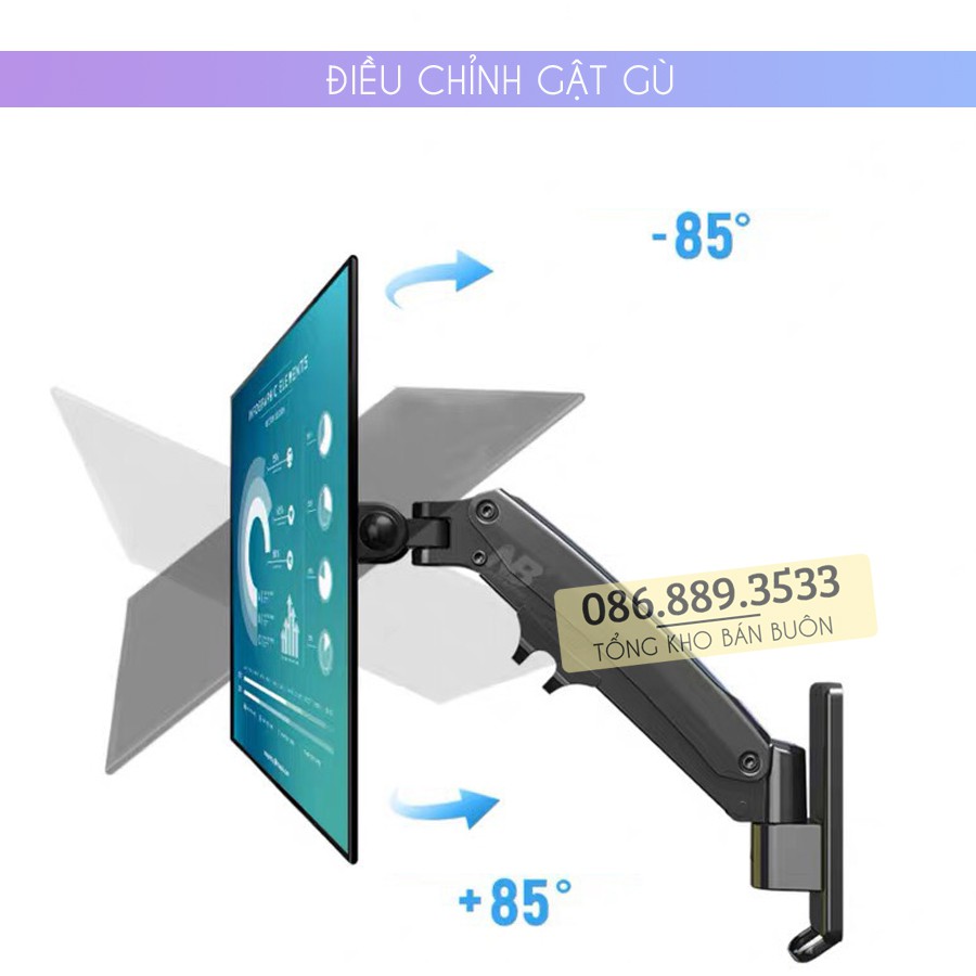 Giá Treo Màn Hình Máy Tính Gắn Tường NB F425 24 - 27 - 29 - 32 - 35 Inch - Giá Treo Tivi North Bayou Xoay Đa Năng