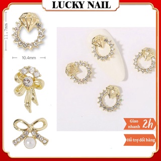 Charm nơ đá nail, Charm nơ trang trí nail móng cao cấp