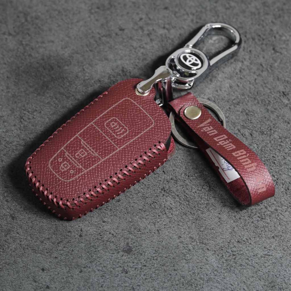 Bao da móc khoá bọc ốp chìa khoá xe ô tô Toyota Corolla Cross, da bò, nhiều màu, khâu thủ công To29