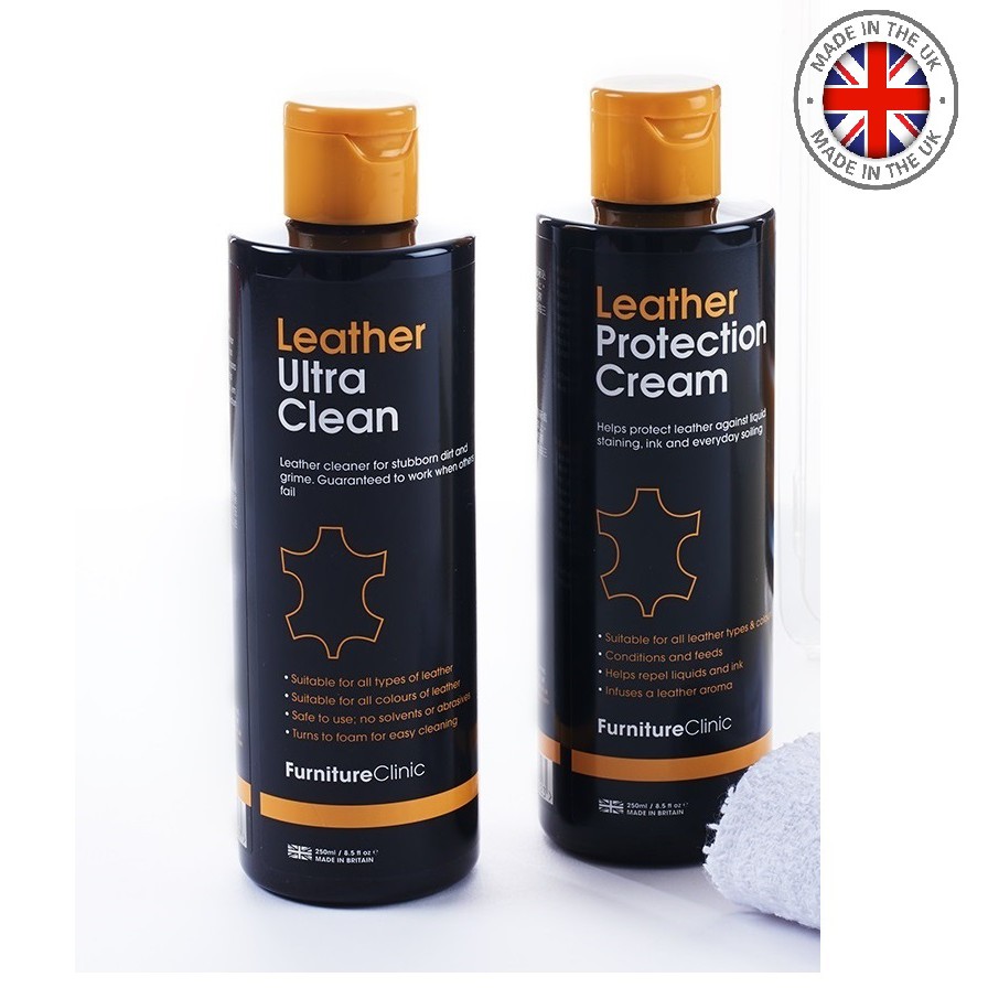 Bộ vệ sinh ghế da hãng Furniture Clinic Vương quốc Anh - Leather Care 250ml, làm sạch hiệu quả, an toàn cho da cao cấp