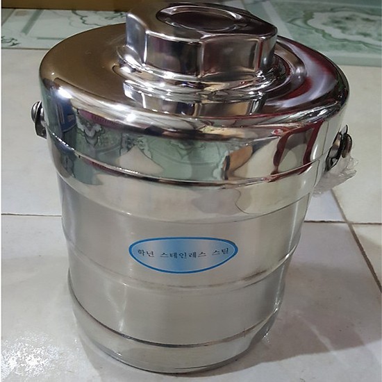 Cặp lồng inox 1,4l hàn quốc 3 ngăn chứa đồ ( bạc)