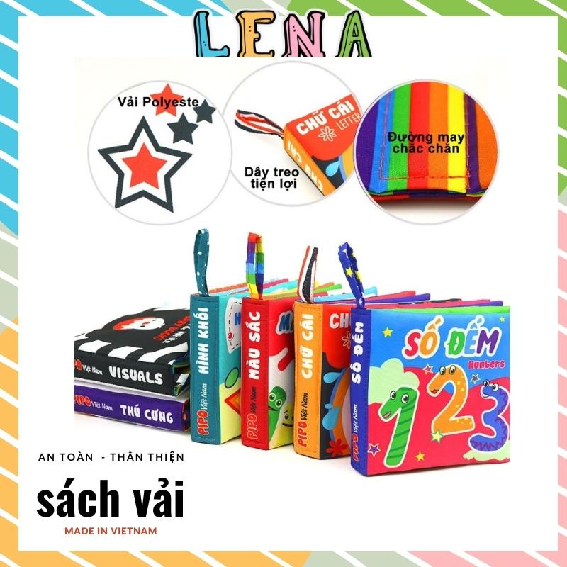 Sách vải Montessori  song ngữ cho trẻ em có âm thanh, màu sắc, con vật giúp bé phát triển đa giác quan tăng tương tác