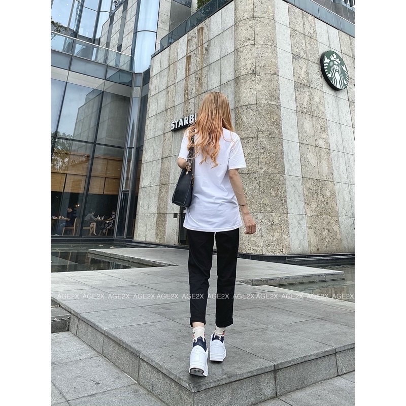 Áo thun trơn Trắng AGE2X hàng VNXK chất thun 4 chiều 83% cotton mềm mát không nhăn khi giặt máy