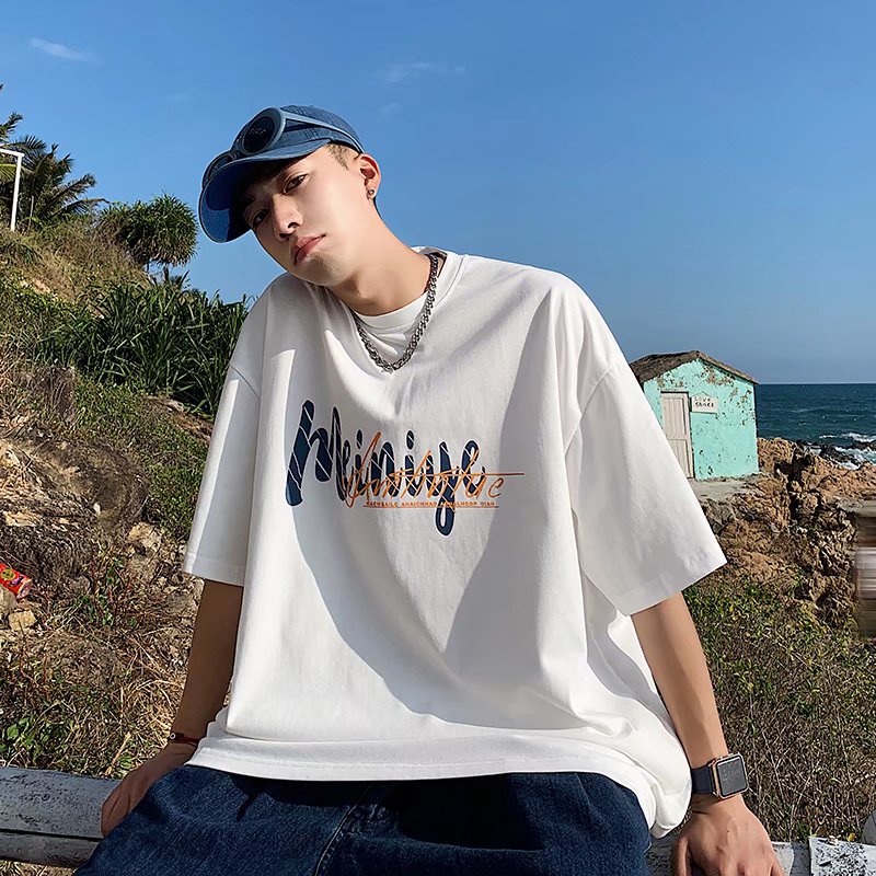 Áo Thun Tay Ngắn Dáng Rộng In Chữ Phong Cách Hip Hop Hàn Quốc Thời Trang Mùa Hè Cho Nam size M-8XL