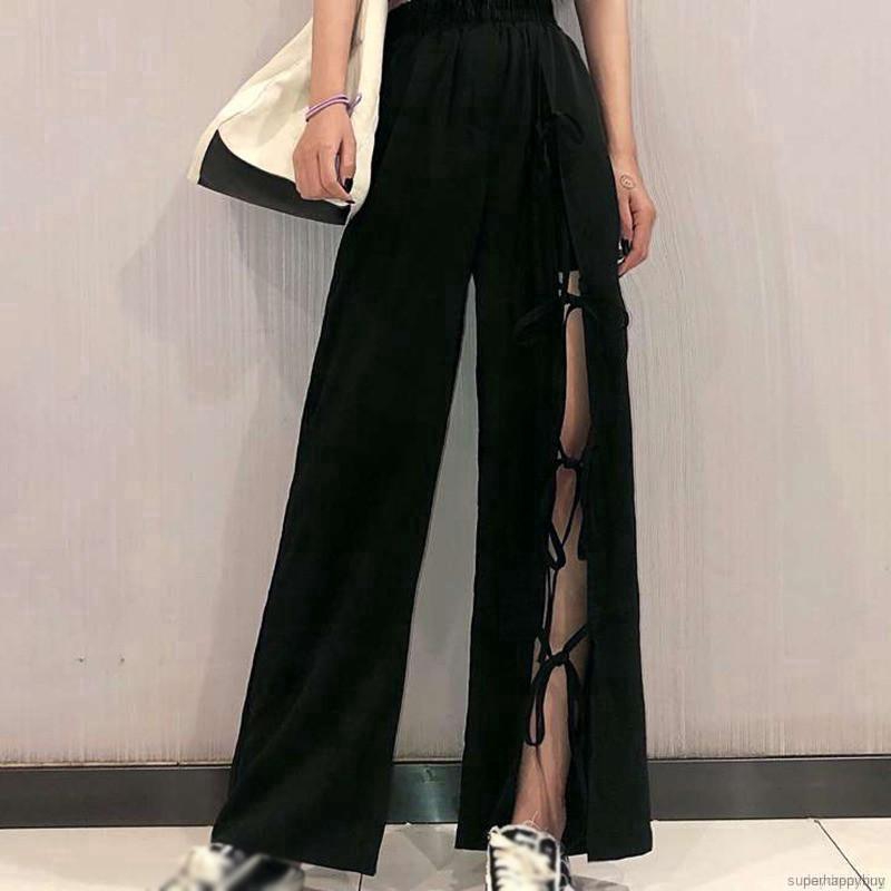 Quần nữ ống rộng xẻ tà gợi cảm