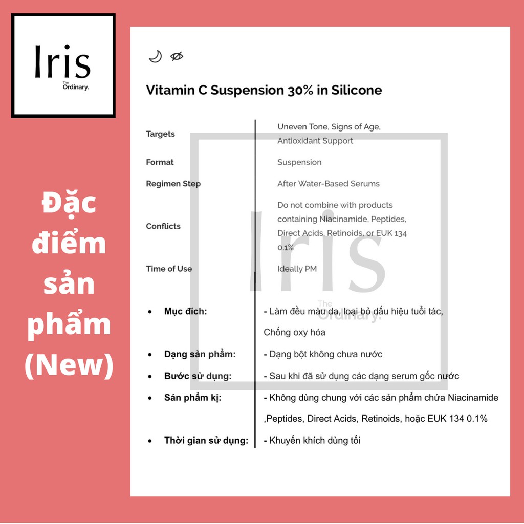 (BILL CANADA) Vitamin C Sáng da, chống oxy hoá - Vitamin C Suspension 30% in Silicone (30ml) – The Ordinary.