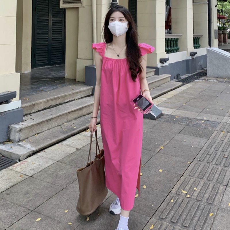Đầm Dài Cổ Vuông Xẻ Tà Thiết Kế Cổ Điển Thiết Kế Mới Mùa Hè Dành Cho Bạn Nữ