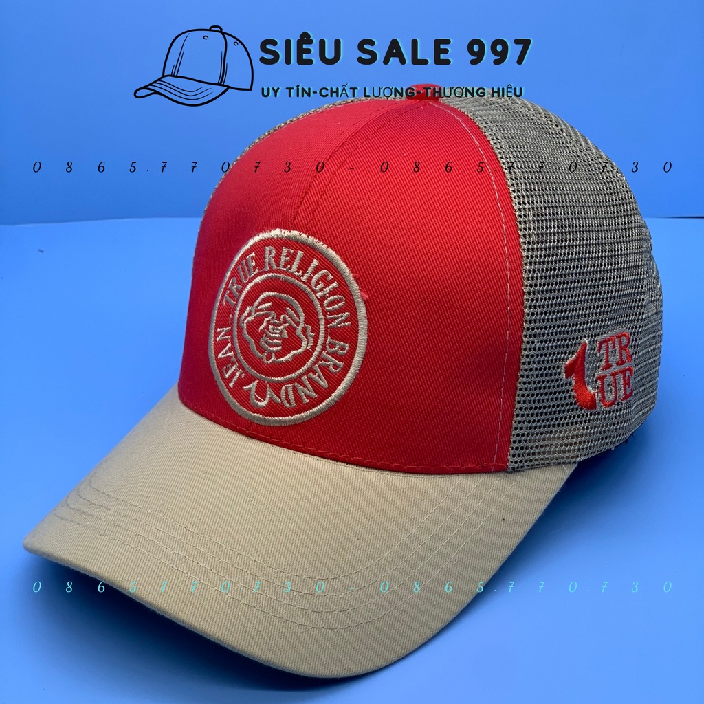 MŨ LƯỠI TRAI PHỐI LƯỚI ÔNG ĐỊA LOGO TRÒN 2 MÀU ĐỎ,ĐEN CAO CẤP ĐẸP