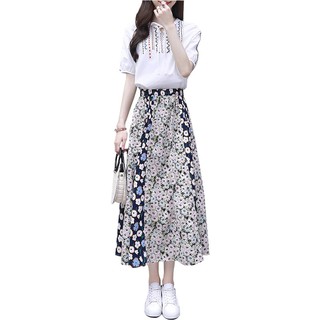 đầm thun tay dài thêu hoa