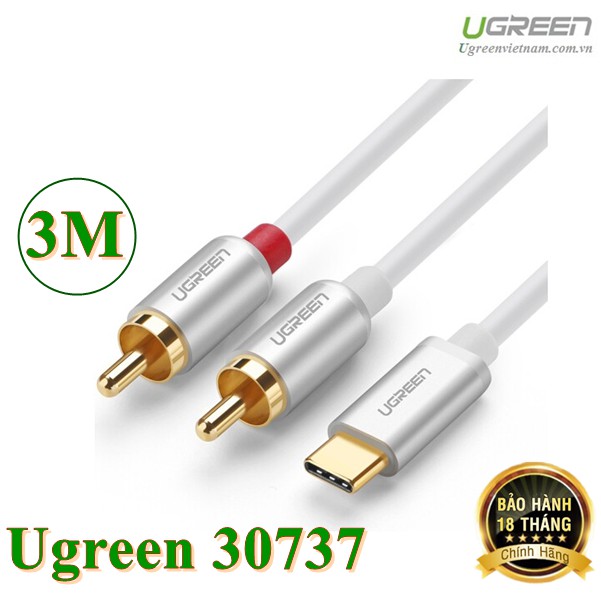 Cáp chuyển đổi USB Type C to RCA dài 3m chính hãng Ugreen 30737 cao cấp