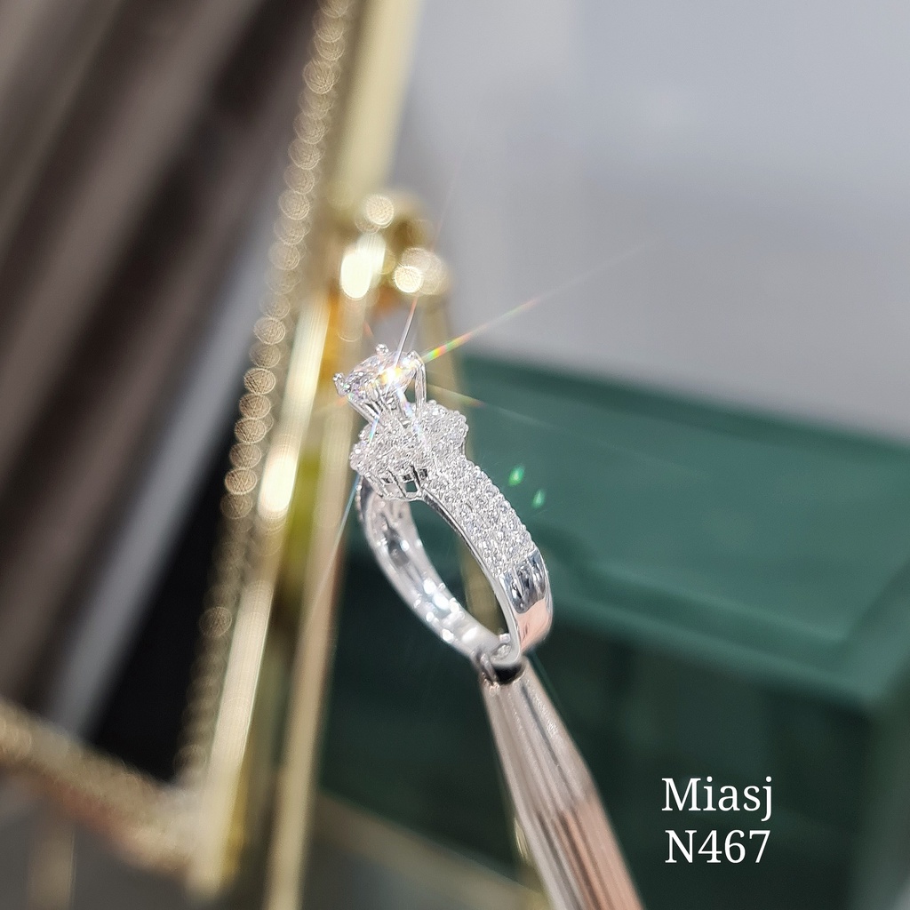 Nhẫn đính hôn bạc Ý S925 nữ MiASJ N467 hình hoa kết đá cao cấp